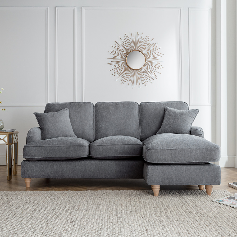 The Vienna 3 Seater Charcoal Right Hand Chaise Sofa Image 5