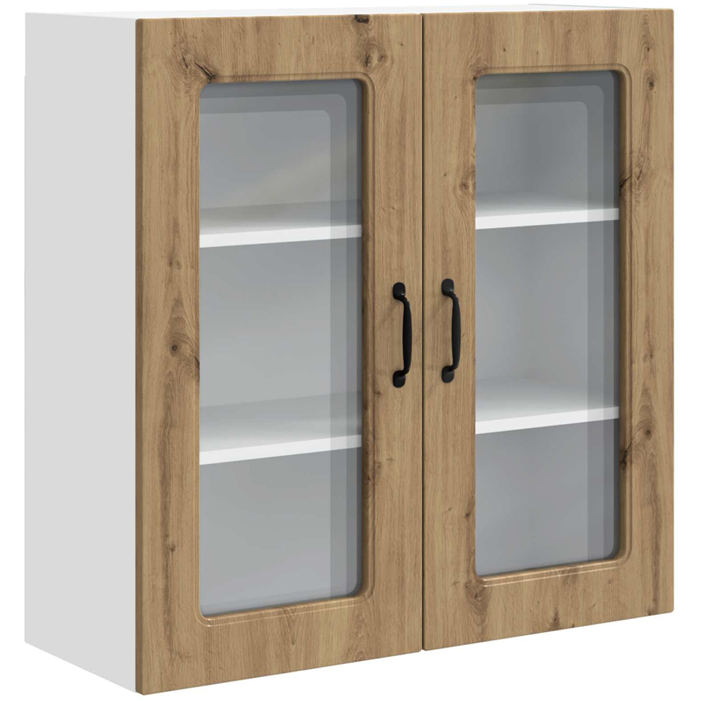 vidaXL 2 Glass Door Artisan Oak Kitchen Wall Cabinet Image 2