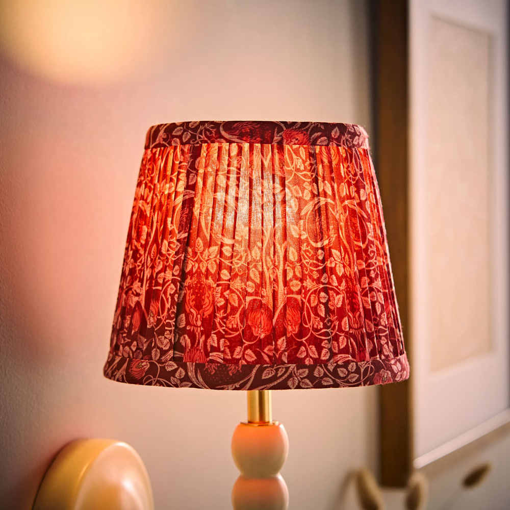 ValueLights Abel Burgundy Floral Pleated Tapered Mini Wall Light Lamp Shade Image 2