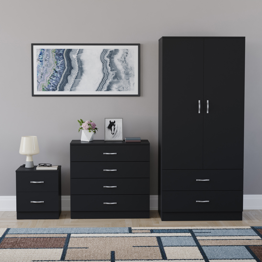 VIDA DESIGNS Riano Black 3 Piece Bedroom Furniture Set Image 2