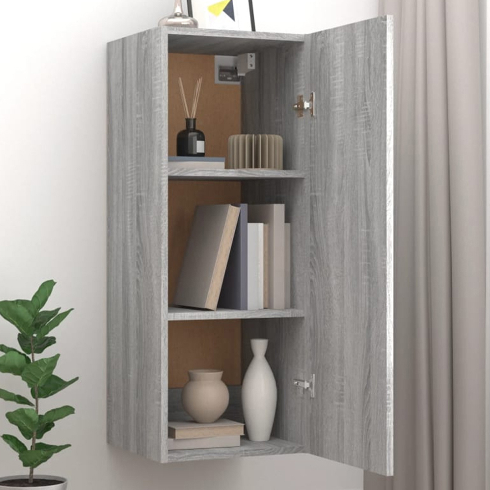 vidaXL Single Door Grey Sonoma Wall Cabinet with Gold Handle Image 1