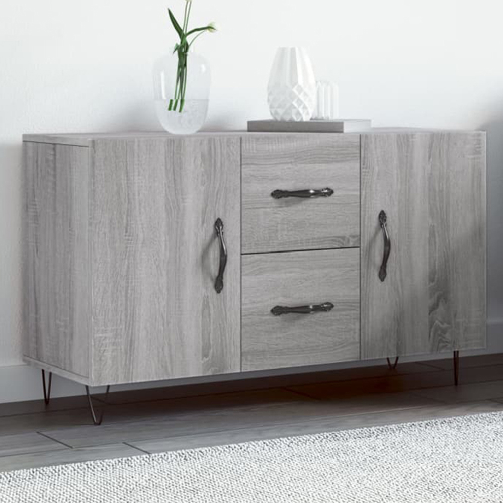 vidaXL 2 Door 2 Drawer Grey Sonoma Wooden Sideboard Image 1