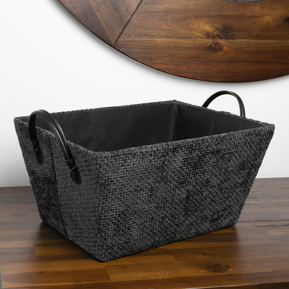 JVL Metro Black Rectangular Storage Basket with Handles Image 2
