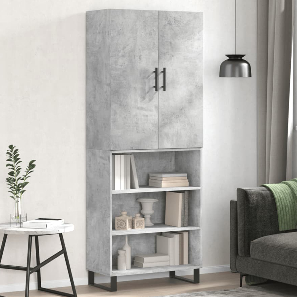 vidaXL 2 Door 3 Shelf Concrete Grey Highboard Image 1