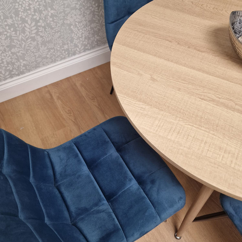 Kosy Koala 4 Seater Velvet Round Dining Set Blue Image 4