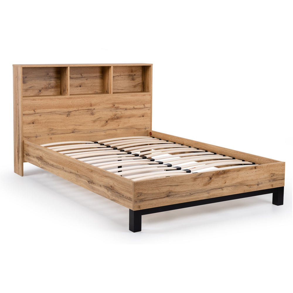 Julian Bowen Bali Double Modern Oak Effect Bed with Bookcase Headboard Image 3