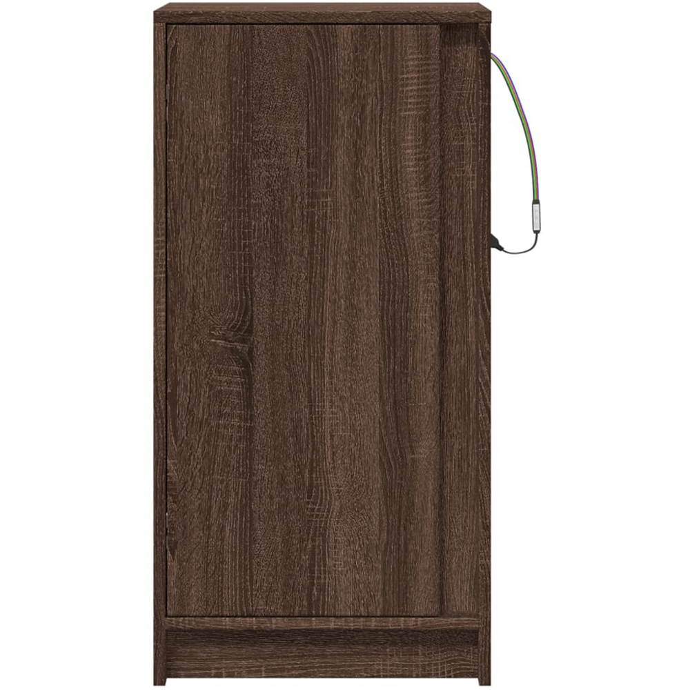 vidaXL Single Door Brown Oak LED Sideboard Image 5