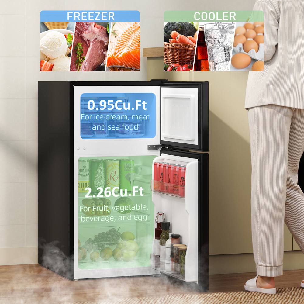 HOMCOM 800-128V70BK Black 88L Fridge Freezer Image 4