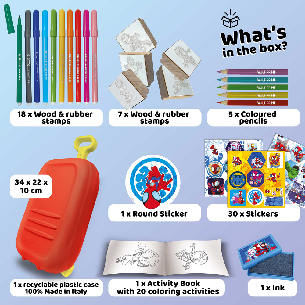 Multiprint Disney Junior Marvel Spidey and Friends Kids Colouring and Stamp Trolley Set Image 2