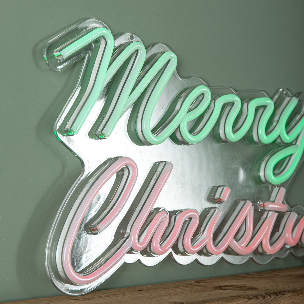 Samuel Alexander Green and Red LED Light Up Neon Merry Christmas Decoration Image 4