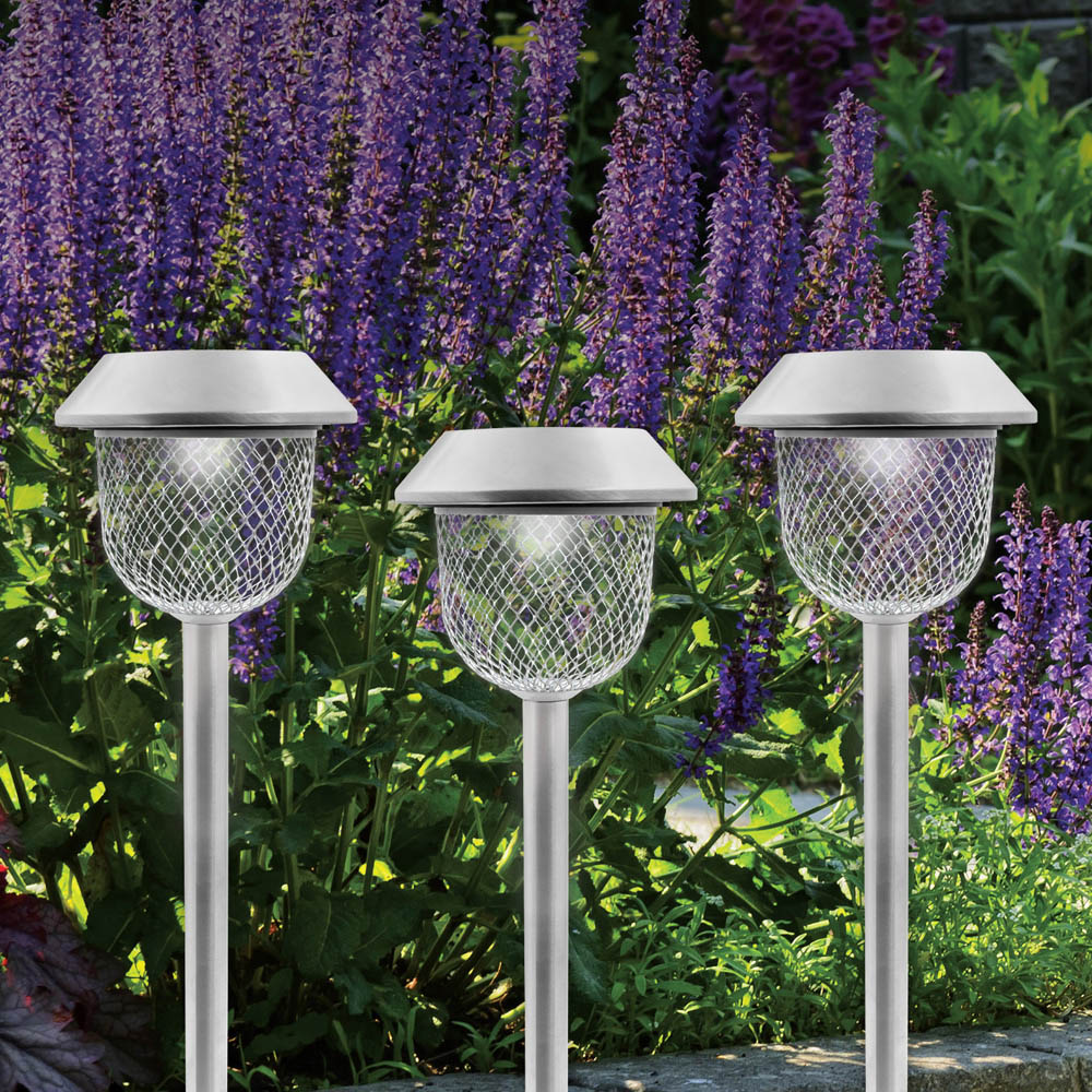GardenKraft 6 Pack Bright White LED Solar Lampshade Stake Lights Image 2