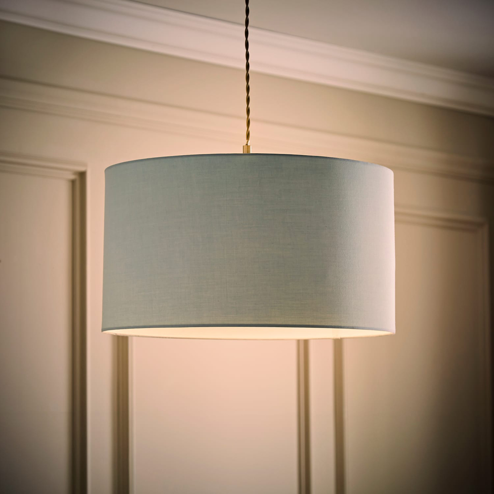 ValueLights Reni Duck Egg Blue Fabric Large Drum Ceiling Lamp Shade Image 6