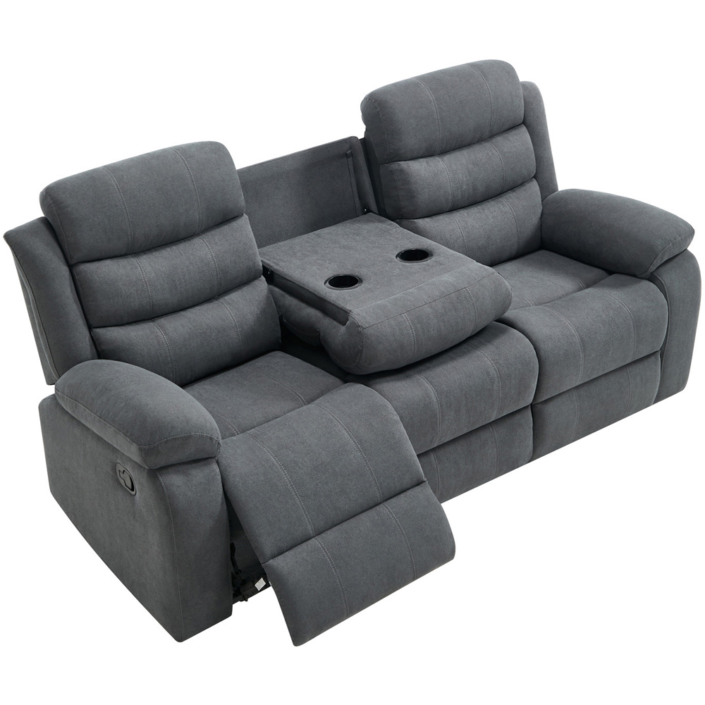 Furniture Online Boston 3 Seater Grey Manual Recliner Sofa Image 6