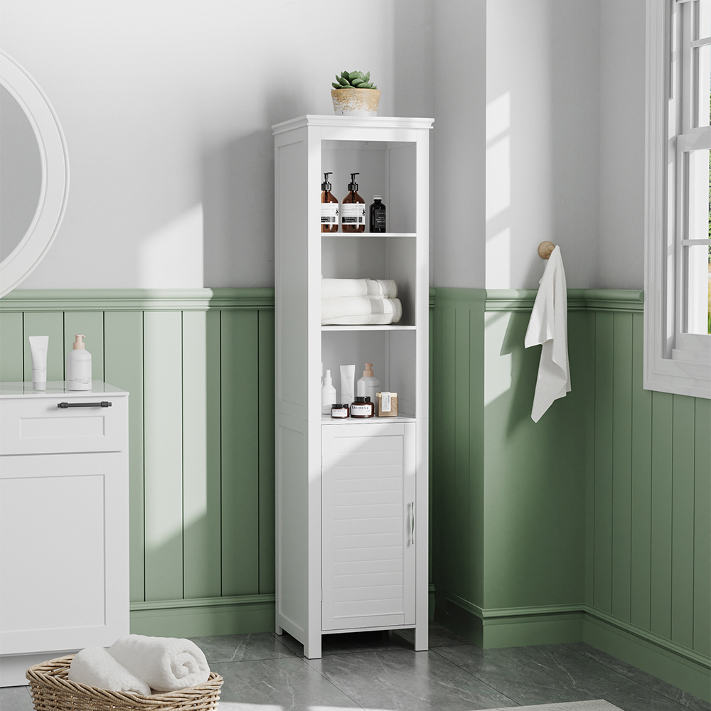 H&O Direct Single Door White Freestanding Bathroom Cabinet Image 5