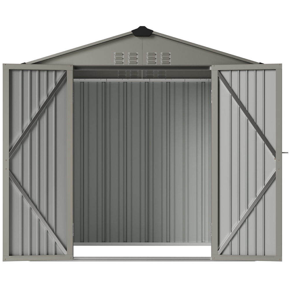 Living and Home 4 x 6ft Grey Metal Apex Garden Storage Shed Image 5