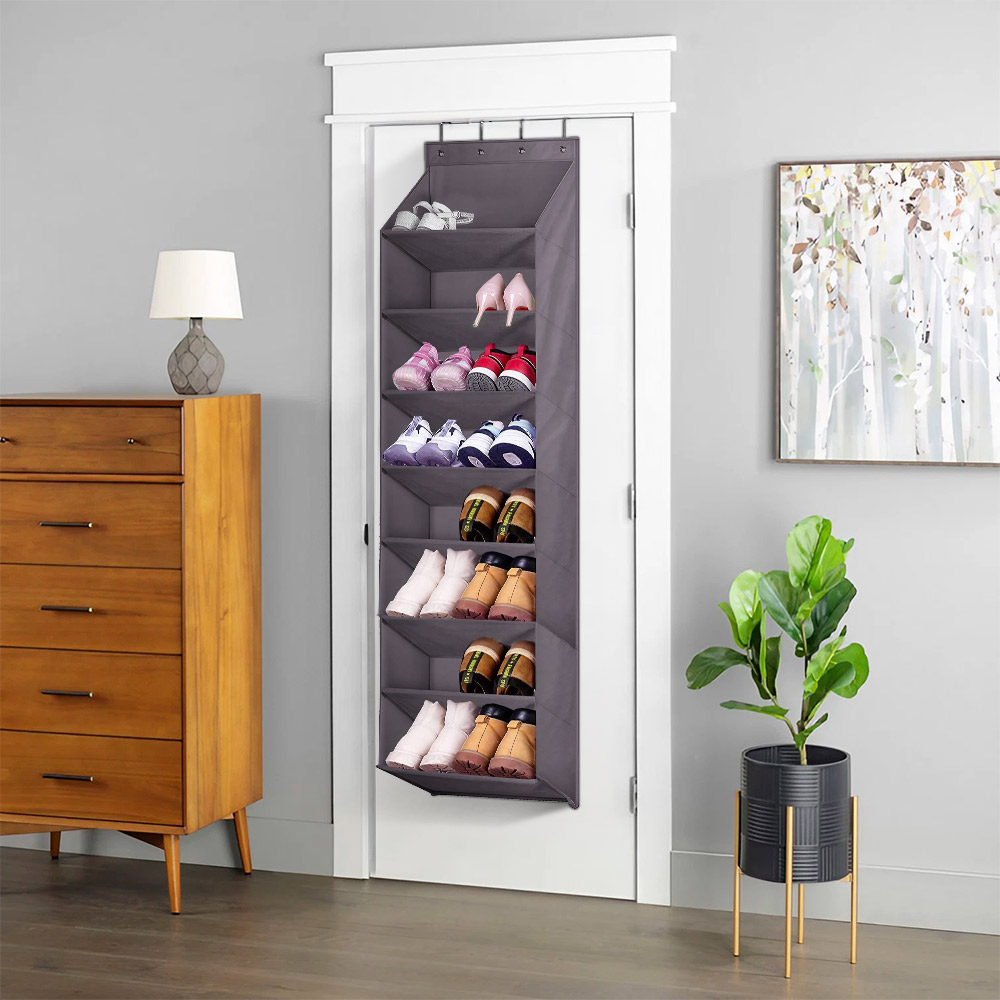 H&O Direct 8 Tier Grey Hanging Shoe Organiser Image 2