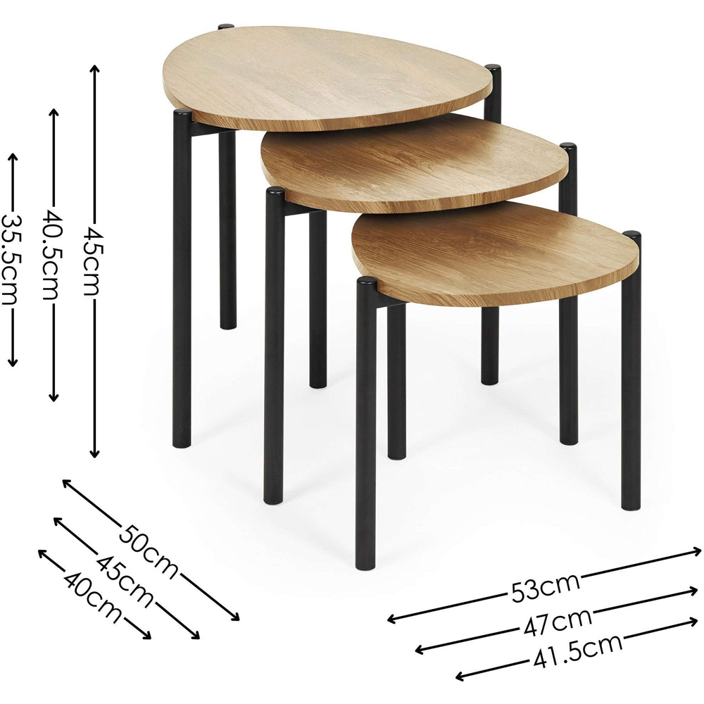 Julian Bowen Lorette Oak Effect Teardrop Nest of Tables Set of 3 Image 9
