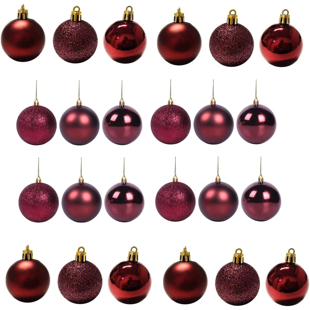 Shatchi 6cm Burgundy Shatterproof Christmas Bauble 18 Pack Image 4