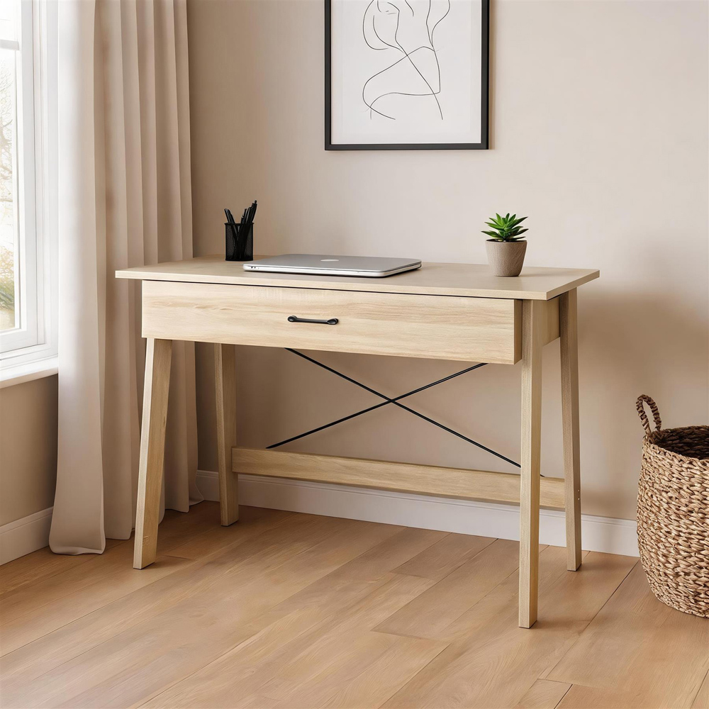 Home Source Winston Single Drawer Oak Effect Desk Image 6