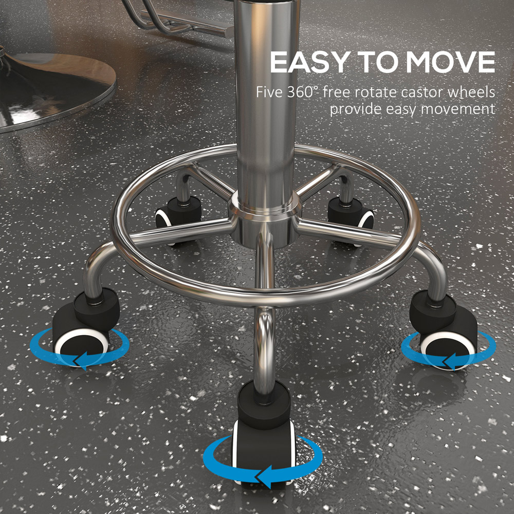 Portland Brown PU leather Round Adjustable Salon Stool Image 7