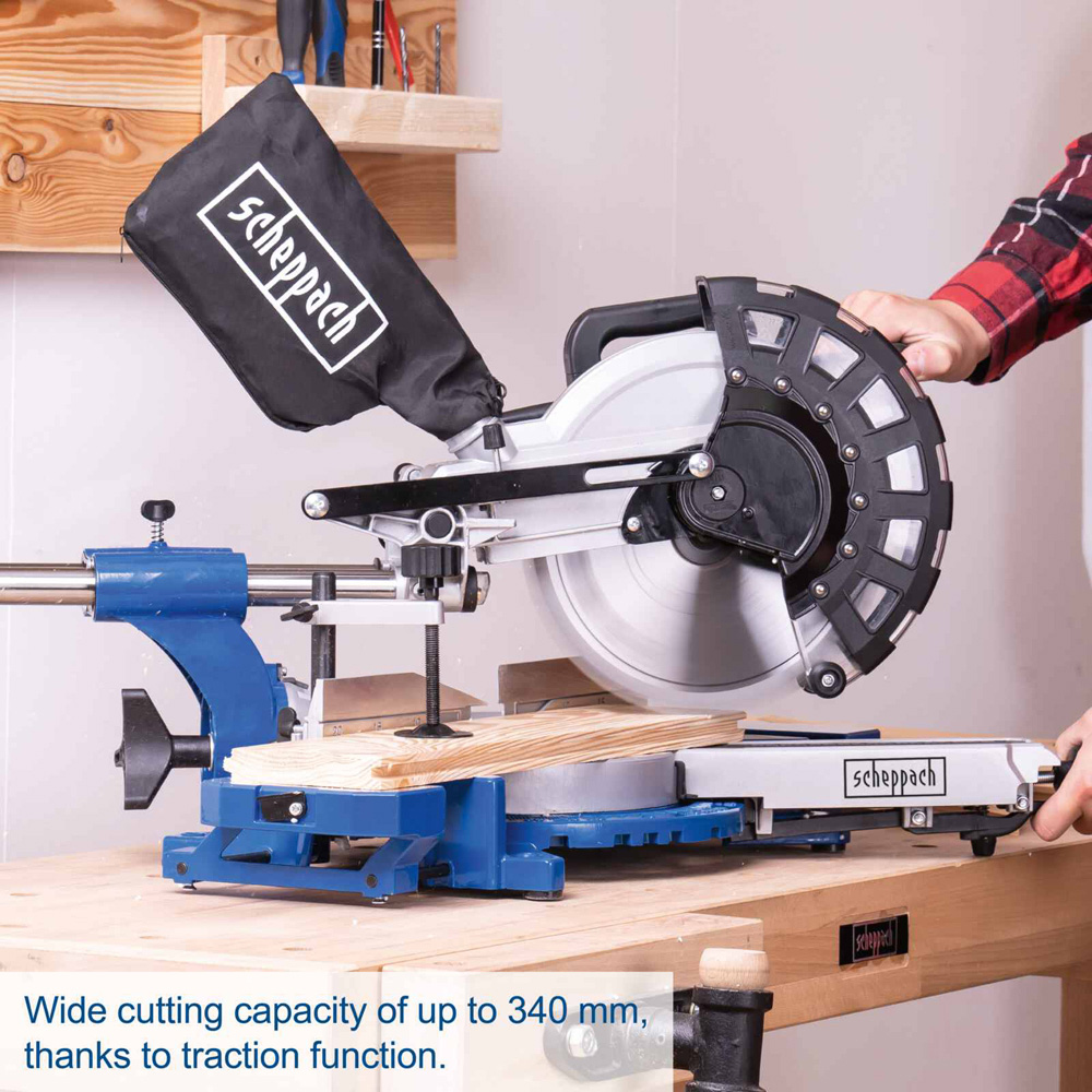 Scheppach HM254 10 inch 48T and 60T TCT Blade Sliding Mitre Saw 2000W Image 6
