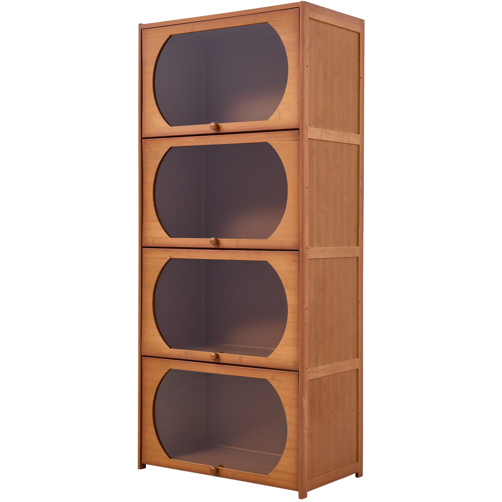 Living and Home 4 Acrylic Door Brown Bamboo Bookcase Image 2