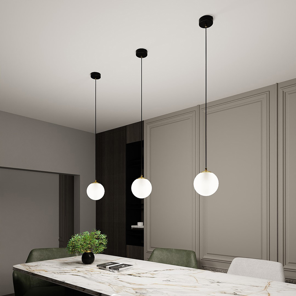 Emibig Royal Single Light White Shade Black and Gold E14 Ceiling Pendant Light Image 5