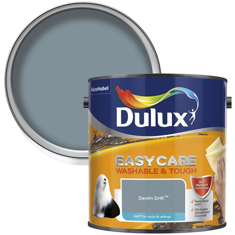 Dulux Easycare Washable & Tough Denim Drift Matt Emulsion Paint 2.5L Image 1