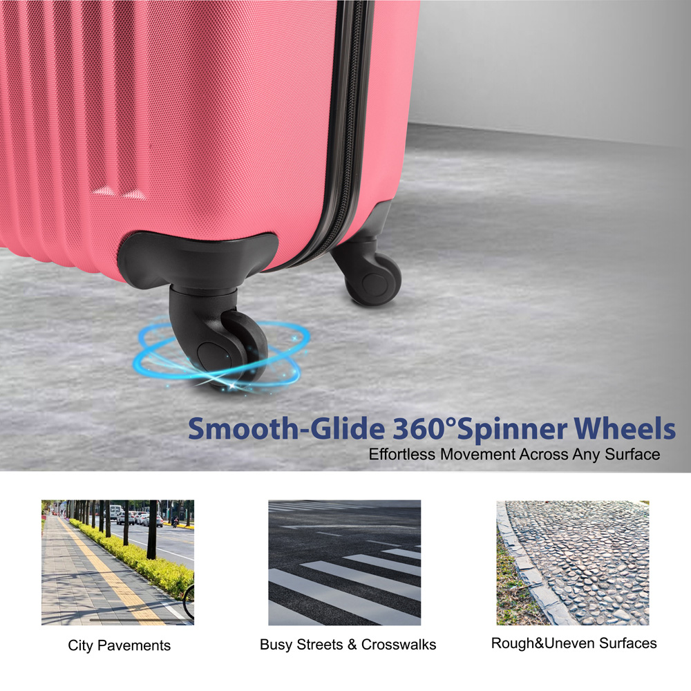 Groundlevel Delta Hard Shell Set of 3 Pink XL Luggage Suitcase Image 2