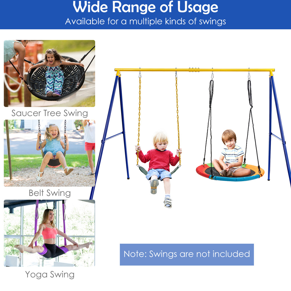 Costway Blue and Yellow A Shaped Metal Swing Frame Image 5