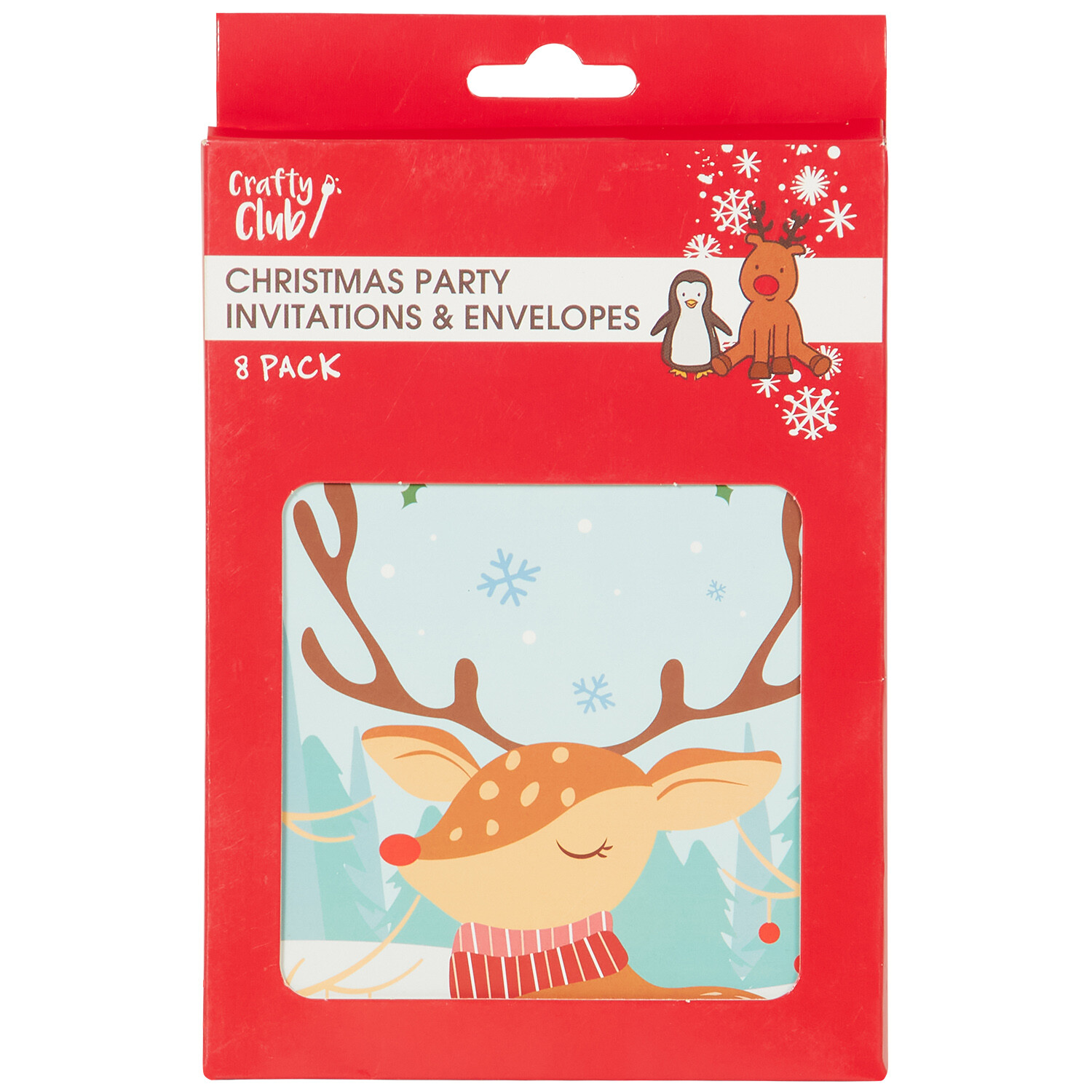Pack of 8 Santa or Reindeer Invitations and Envelopes - Red Image 1