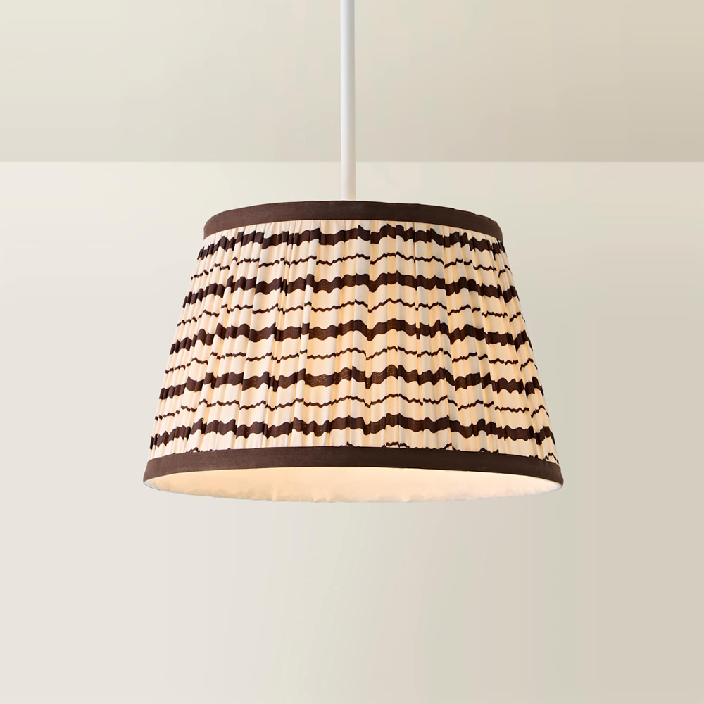 ValueLights Wickham Chocolate Brown and Cream Stripe Print Taper Easy-Fit Ceiling Lamp Shade 28cm Image 3