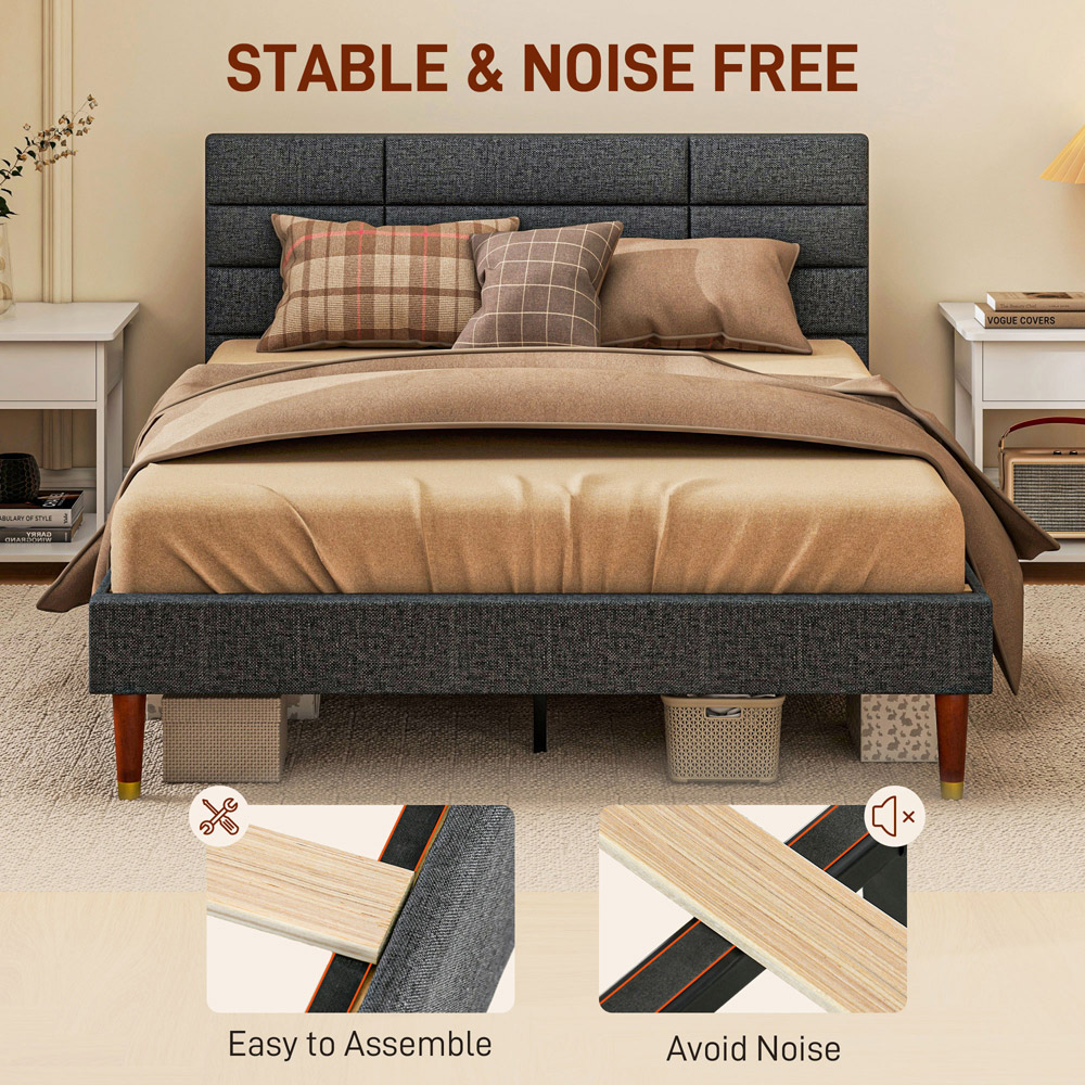 Portland Grey Upholstered Double Bed Image 5