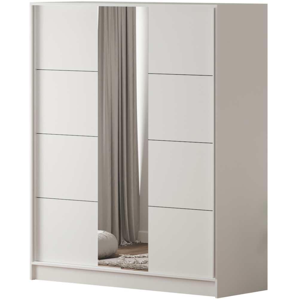 Evu SABRO Sliding Door White Mirrored Wardrobe Image 2