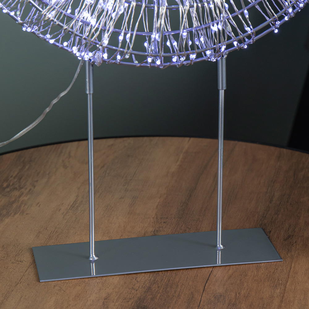 Samuel Alexander 720 White LED Light-Up Twinkling Silver Wreath with Metal Stand 45cm Image 3