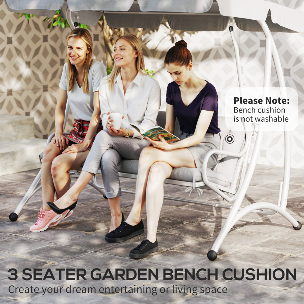 Outsunny 3 Seater Light Grey Garden Bench Replacement Cushion Image 7