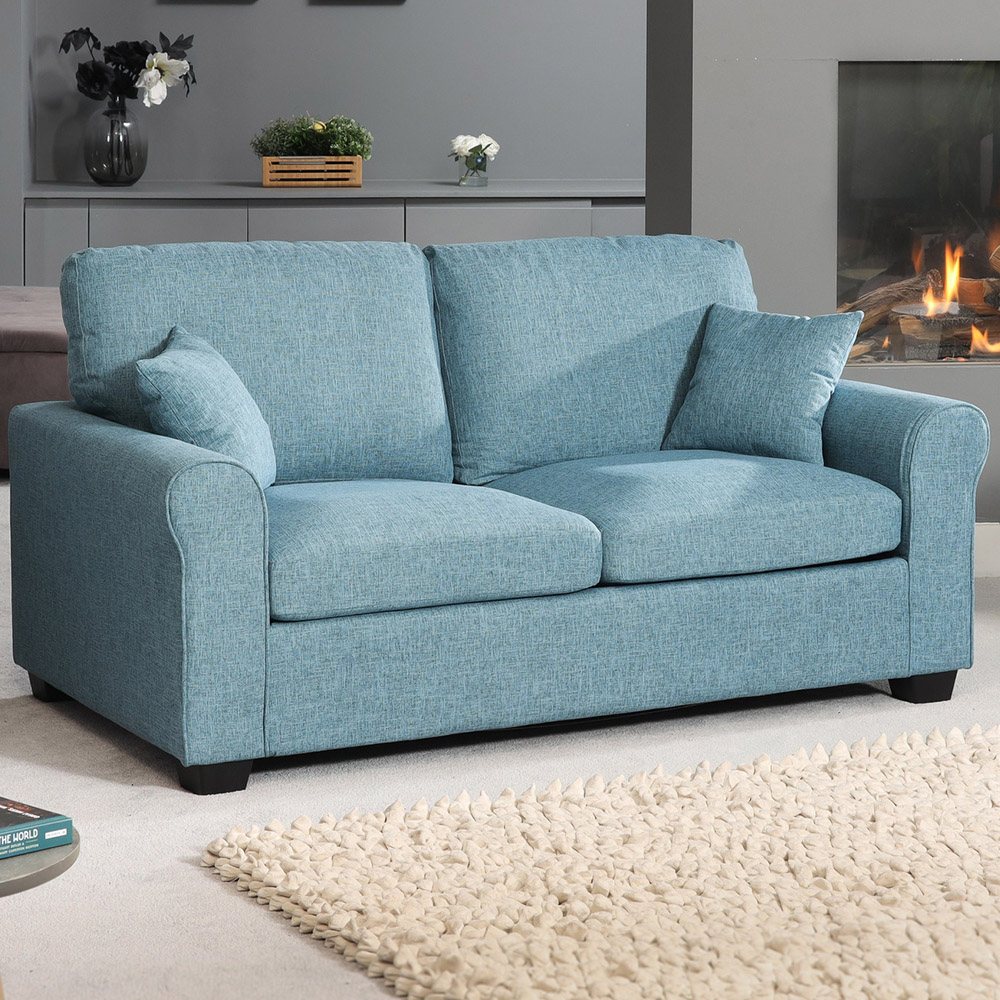 Dawson 2 Seater Teal Fabric Sofa Bed Image 1