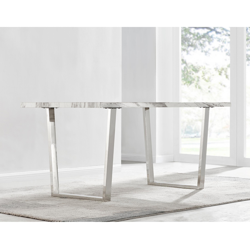 Furniturebox Solo 6 Seater White Marble Effect Dining Table Image 8