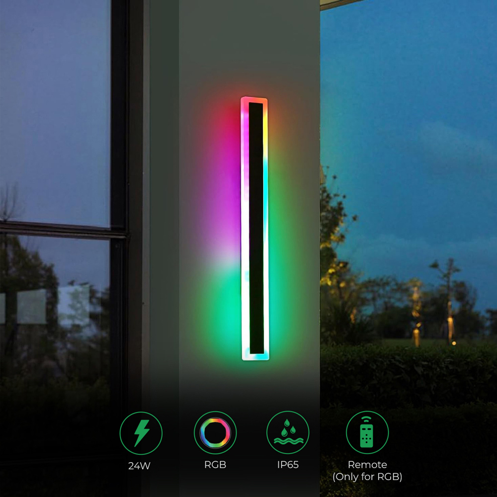 Ener-J 100 x 8cm Acrylic Black Colour Changing Outdoor Wall Light Image 5