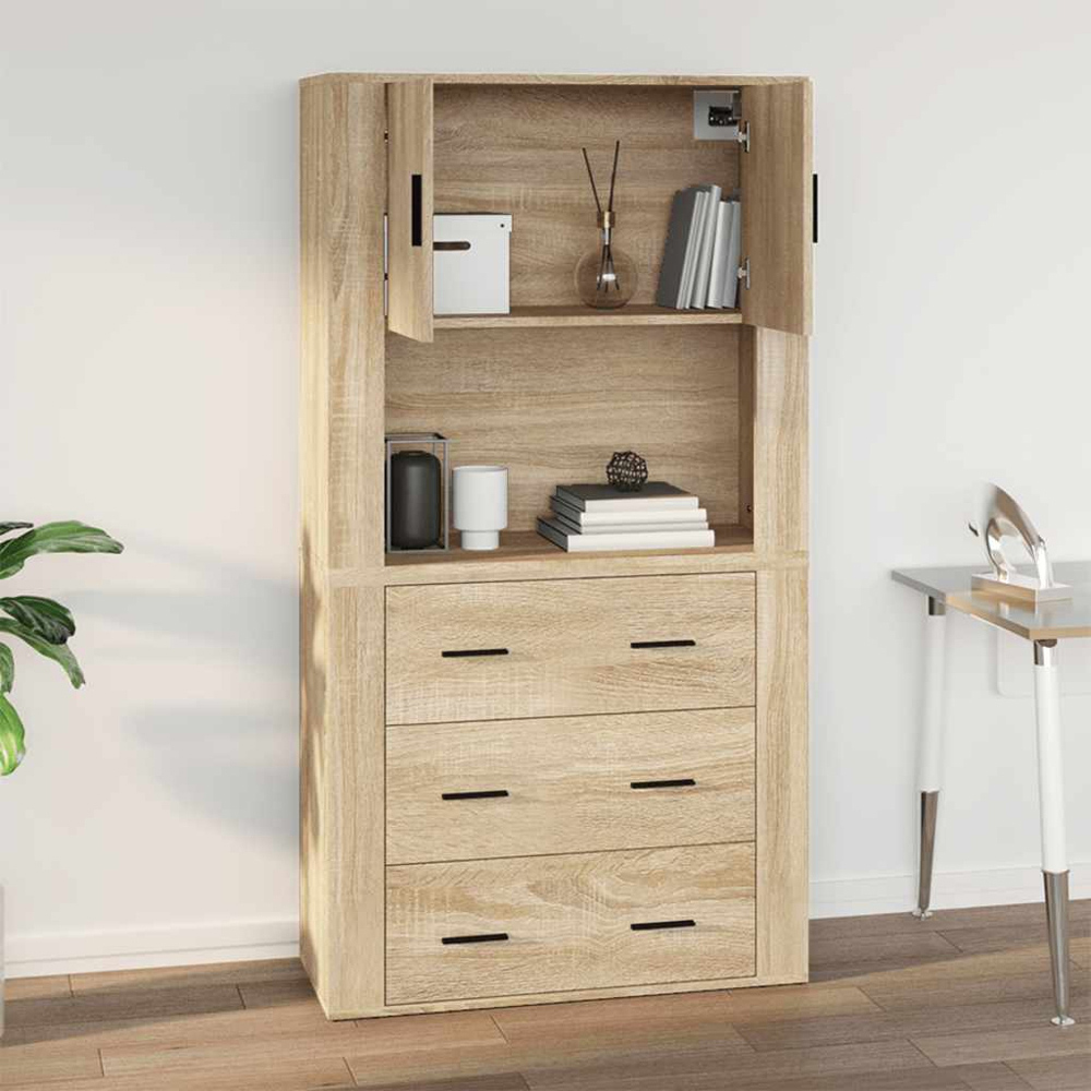 vidaXL 2 Door Single Shelf Sonoma Oak Wall Cabinet Image 8