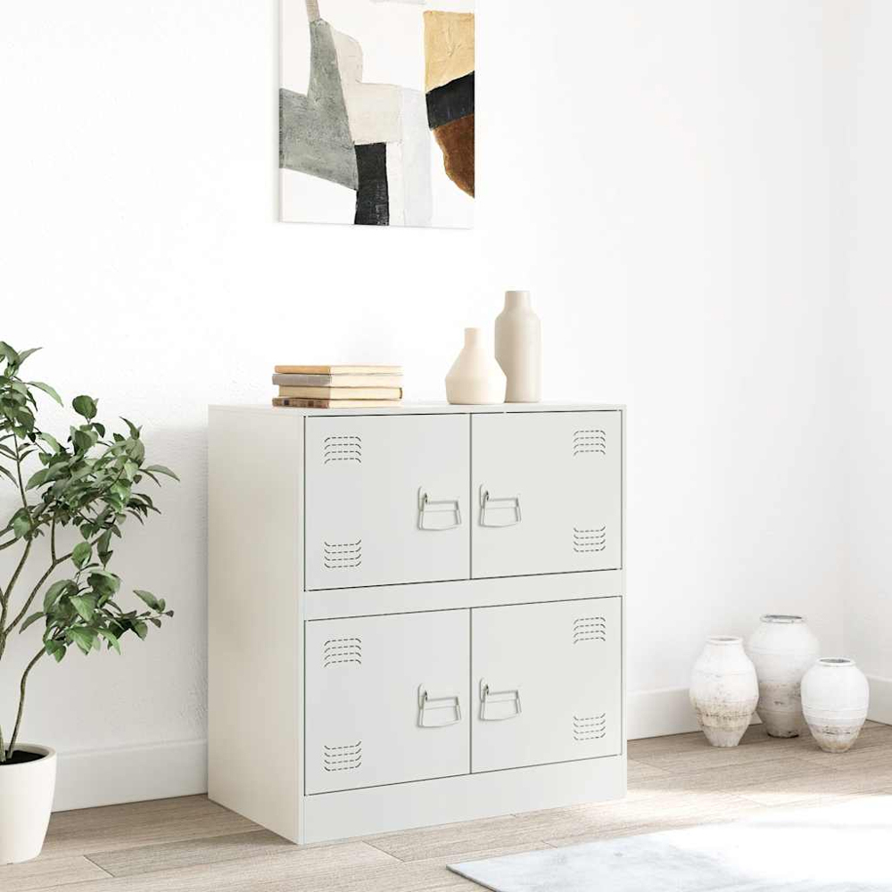 vidaXL 4 Door White Steel Sideboard Image 3