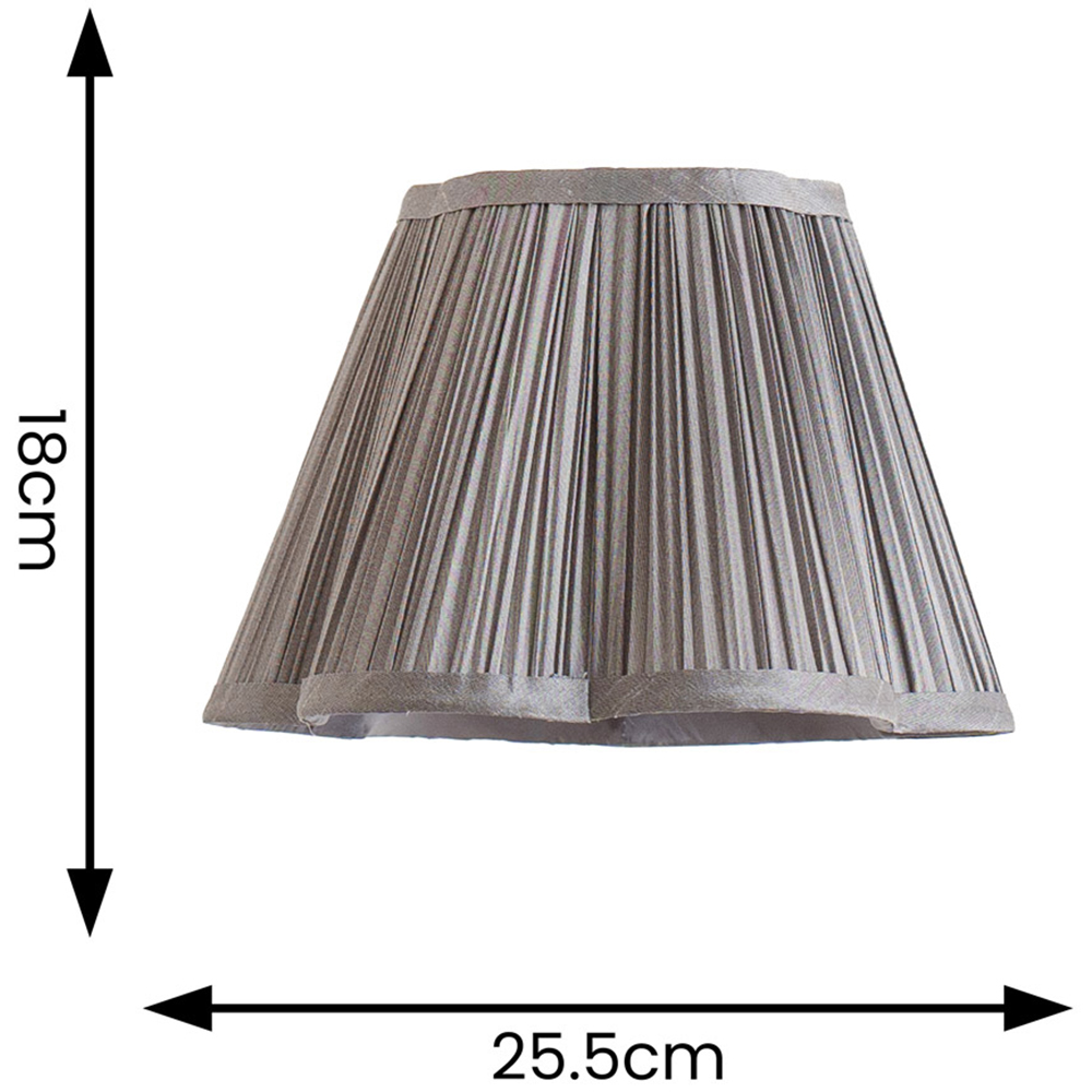 ValueLights Loralei Dark Grey Small Pleated Faux Silk Scalloped Easy Fit Lamp Shade Image 5