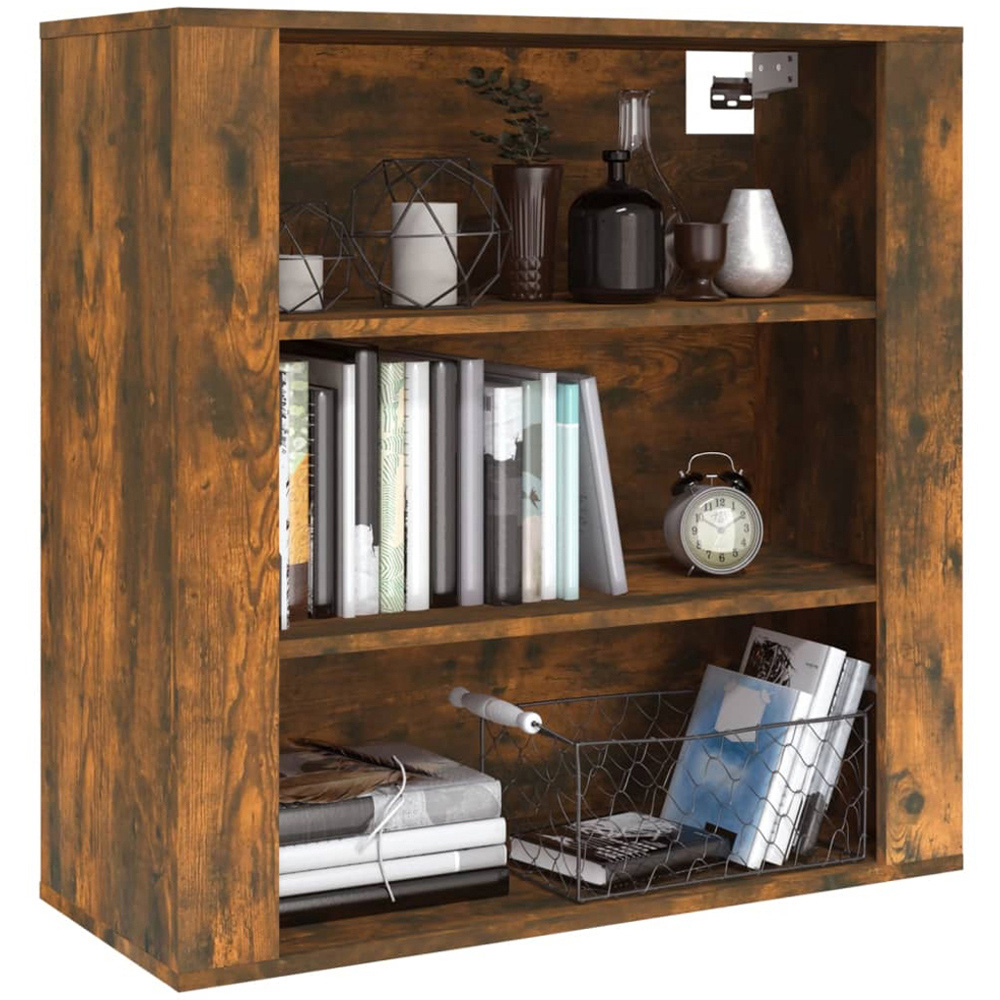 vidaXL 3 Shelf Smoked Oak Wooden Wall Cabinet Image 4
