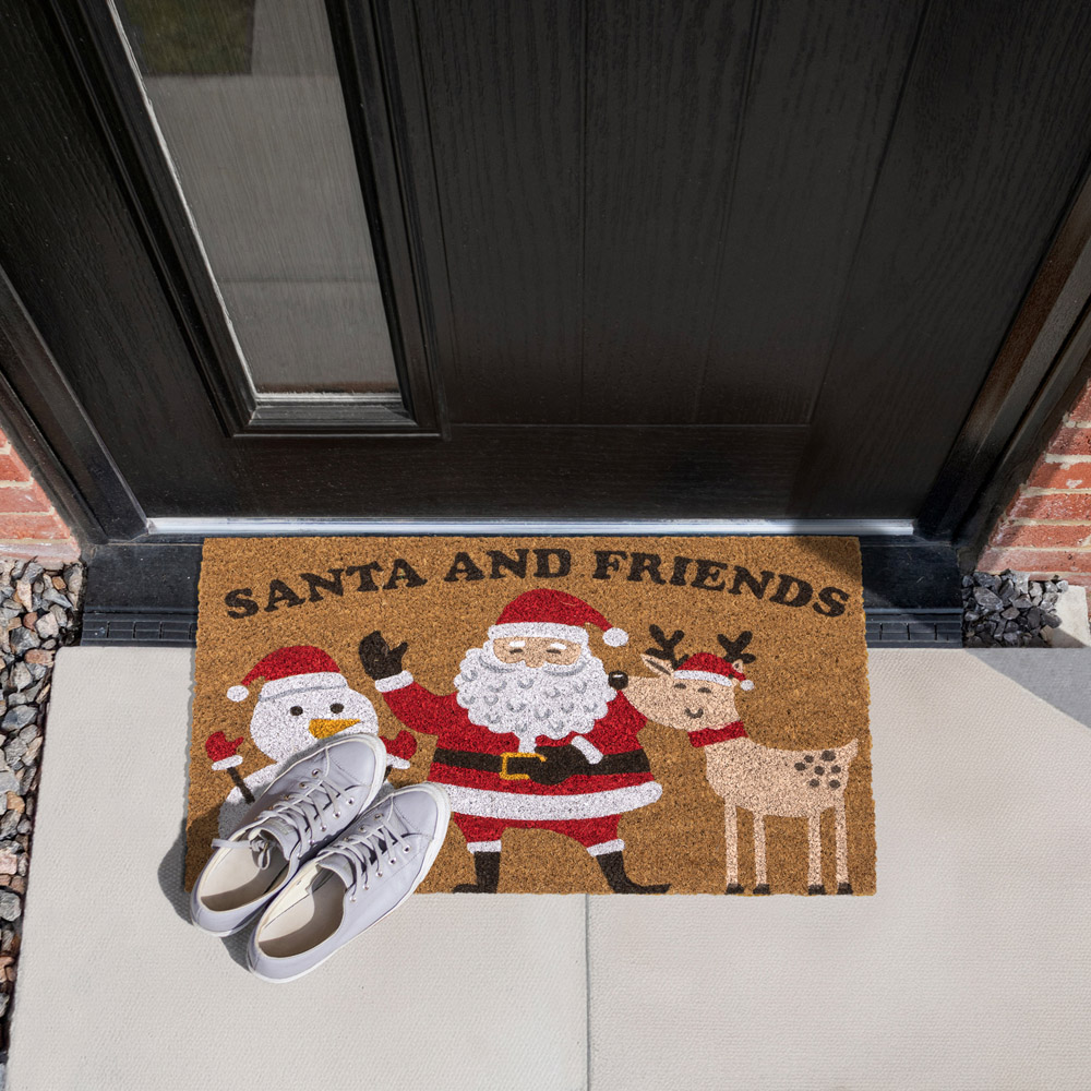 JVL Christmas Santa and Friends Coir Non Slip Entrance Doormat 40 x 58cm Image 2