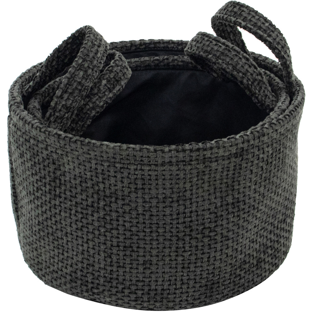 JVL Metro Black Round Storage Basket with Handles 2 Pack Image 5