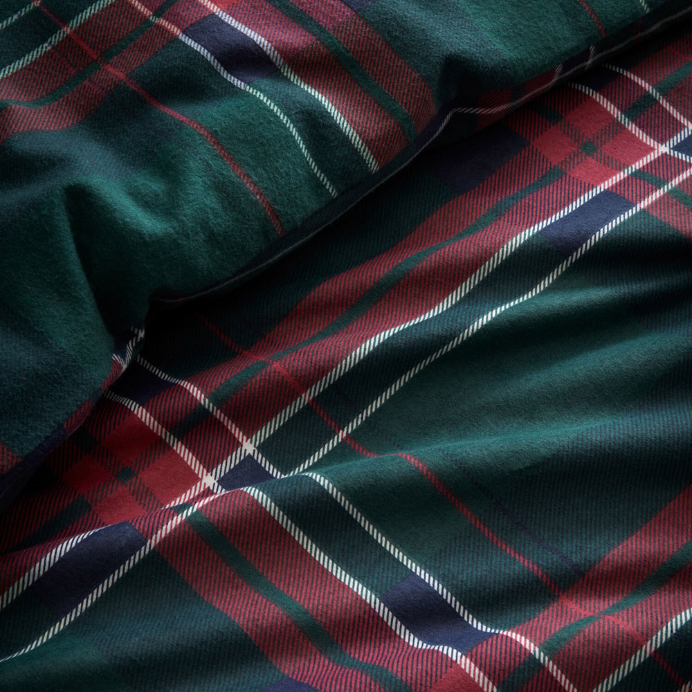 Tartan Border Duvet Set Green King Image 5