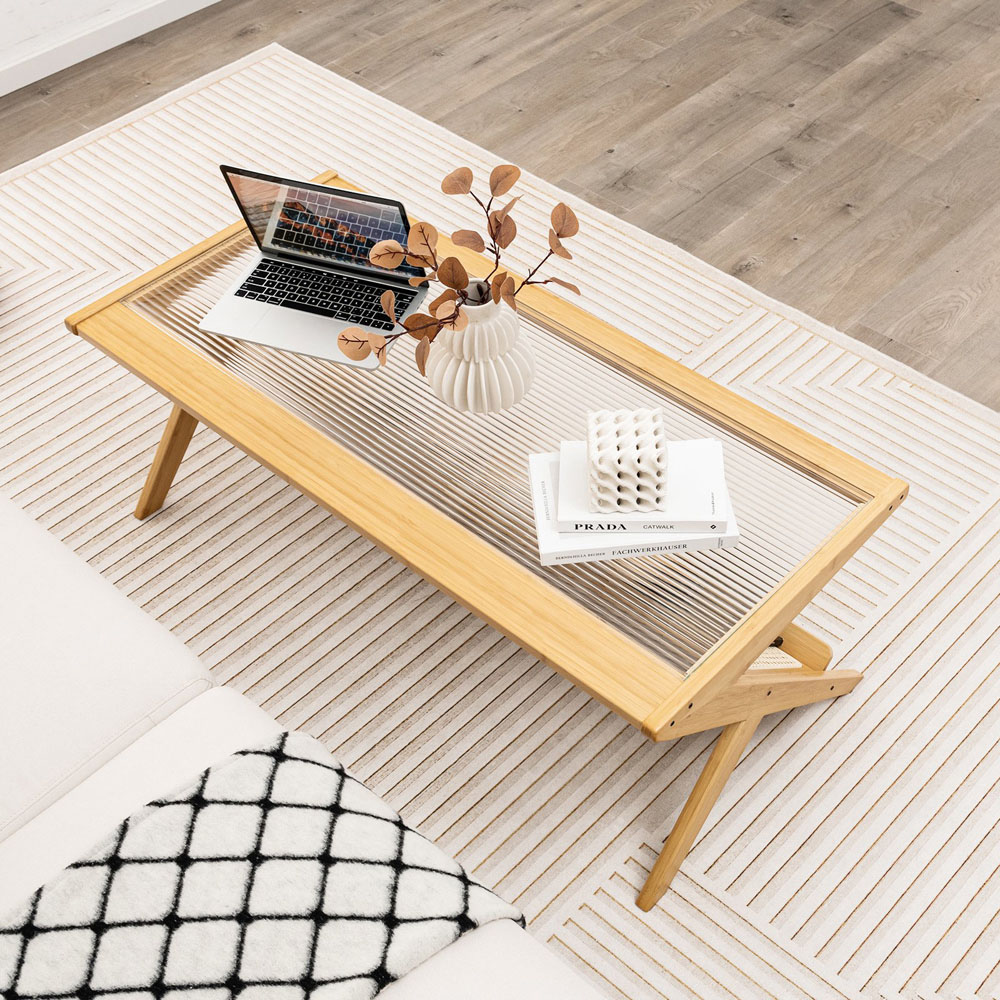 Costway Natural Bamboo Coffee Table Image 4