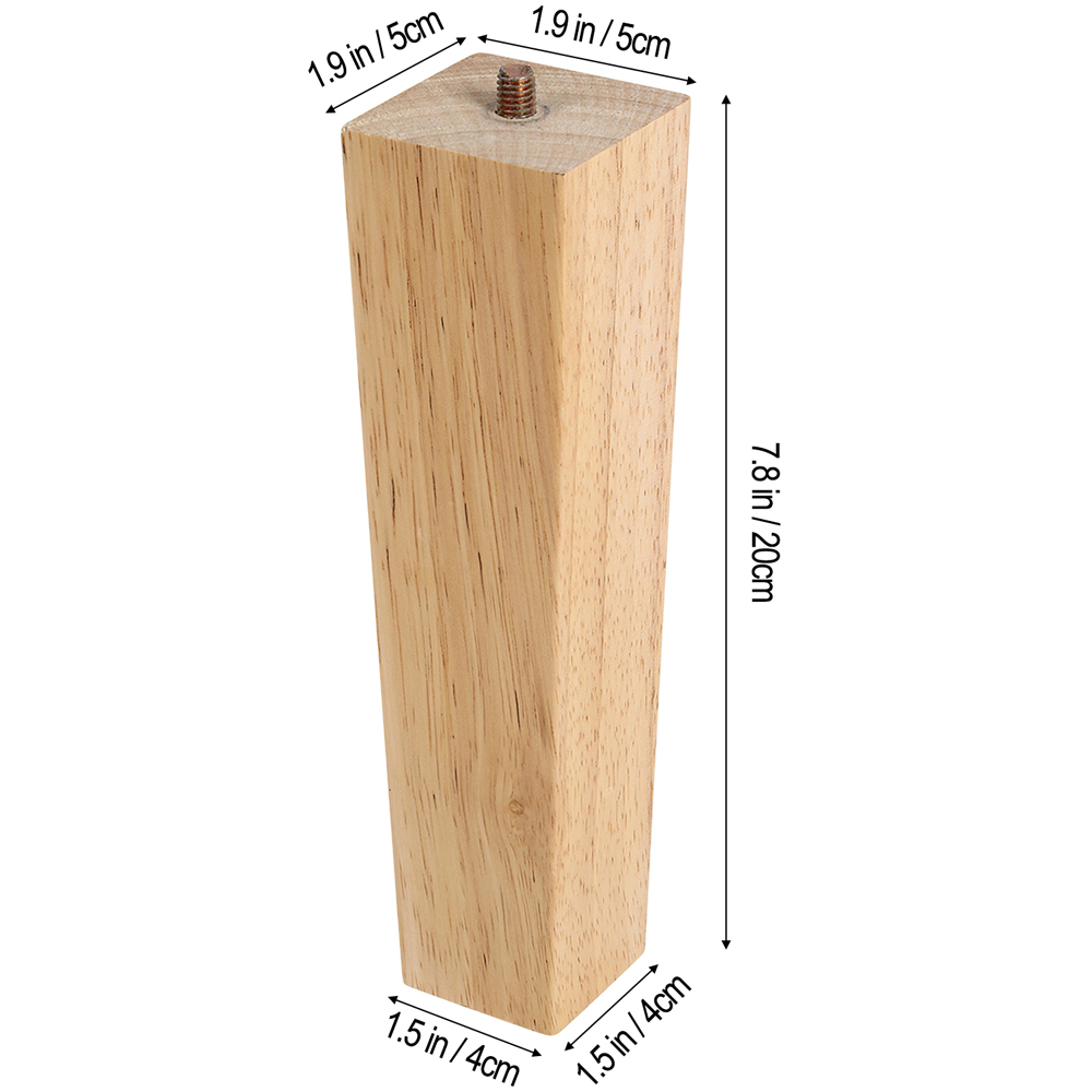 Living and Home Square Solid Oak Wood Furniture Leg 20cm 4 Pack Image 9