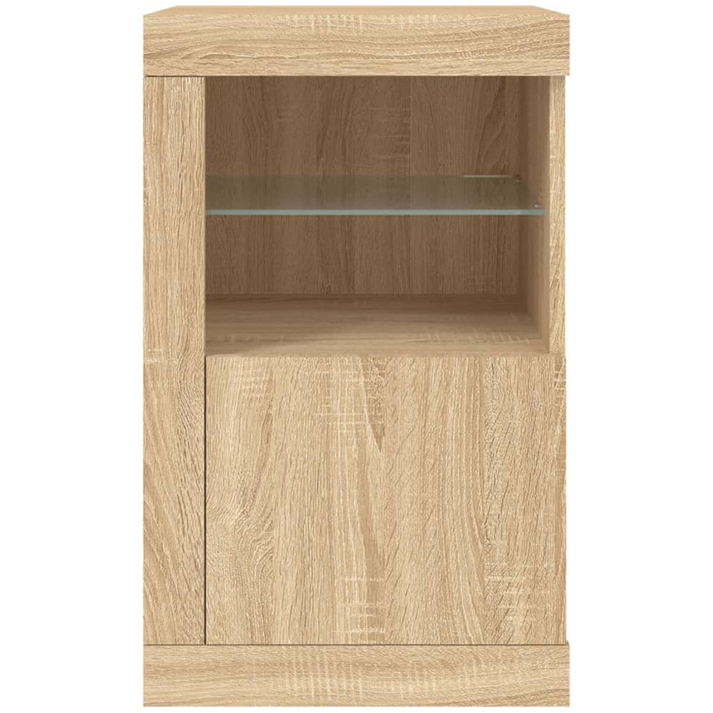 vidaXL Single Door 2 Shelf LED Sonoma Oak Side Cabinet Set of 2 Image 6