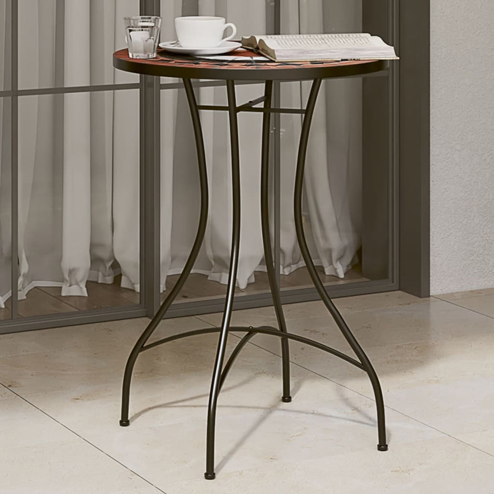 Walplus 2 Seater Terracotta and White Ceramic Mosaic Bistro Table Image 1